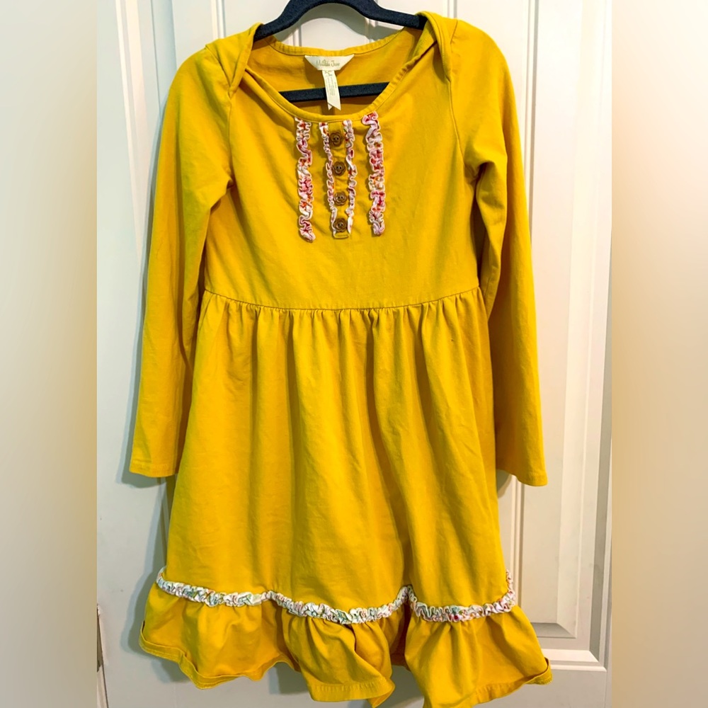 Matilda Jane Yellow Dress with flower buttons size 8